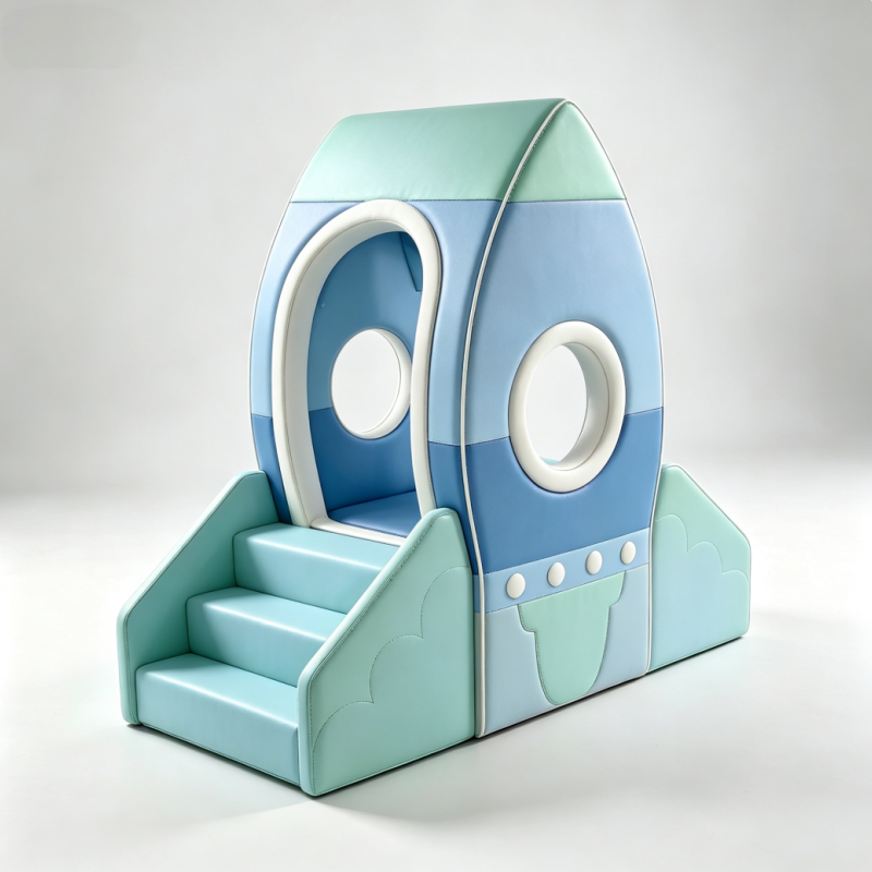 Soft Play Rocket Climber with clear Window Rocket Play Structure with ...