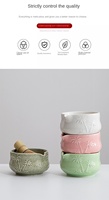Ensemble de thé moderne Baibenli : Bol en céramique de porcelaine fine, écologique, durable et portable, pour le thé matcha et la préparation de la poudre de matcha légère.