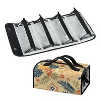 Sac de voyage cosmétique pliable à imprimé tropical ananas hawaïen, organiseur de maquillage avec compartiments transparents amovibles pour les voyages