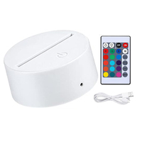 Lampe LED 3D à 16 couleurs, base en acrylique, décoration de Noël, affichage LED 3D illusion avec alimentation secteur
