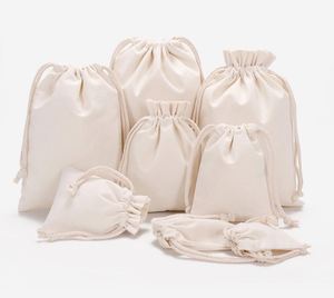 100% Cotton Custom Jewelry Drawstring Bags Natural Biodegradable Organic Grocery Shopping Pouches with Letter Pattern - Product Image 2