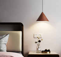 Lampe suspendue conique en bois grainé, style moderne minimaliste nordique, pour îlot de cuisine, salle à manger, café