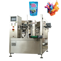 Machine de remplissage, scellage et emballage rotative pour sachets préformés Doypack de savon liquide et détergent