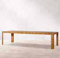Série Salon Style Campagne Américaine : Table à Manger Ronde en Bois de Chêne Massif avec Placage en Cuir R Tree Tumor, Personnalisable