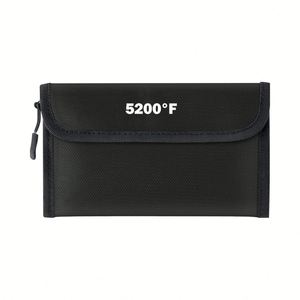 Sac ignifuge portable noir, étanche, pour documents et argent, pochette à fermeture éclair, résistant à l'eau et à la chaleur, sécurisé pour l'argent liquide - Product Image 1