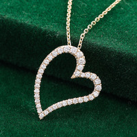 Pendentif collier cerceau en forme de coeur à la mode avec pendentif en diamant Moissanite bijoux personnalisés en or massif 10k 14k 18k