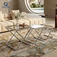 QIANCHENG chine ss fabricant de meubles salon centre or table basse table luxe verre côté tables gigognes