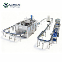 Machine automatique de remplissage, d'étiquetage et d'emballage de bouteilles en verre pour boissons gazeuses, eau gazeuse, eau pure et eau tonique