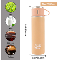 Pas cher 500ml 17oz cadeau d'affaires personnalisé 3 pièces flacons en acier inoxydable thermos sous vide 2 couvercles ensemble de bouteilles d'eau