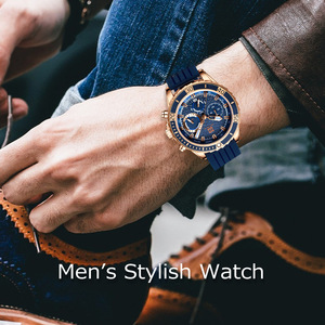 Mode Luxus Sport <span class=keywords><strong>Analog</strong></span> Quarz Chronograph Uhr für Männer Classic Casual Wasserdichte Armbanduhr Silikon Herren Sport uhr - Product Image 4