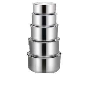 Ensemble de casseroles en acier inoxydable 5 pièces avec couvercle, design profond pour les assaisonnements thaïlandais et le mélange des œufs - Product Image 4