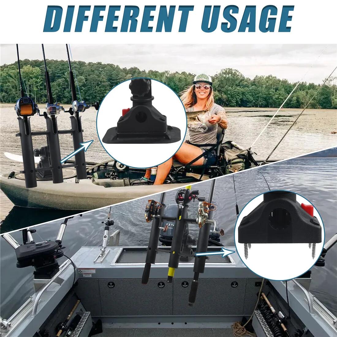 Fishing Rod Holder Bracket Tube - 3 Rod Rack for Boat, Kayak