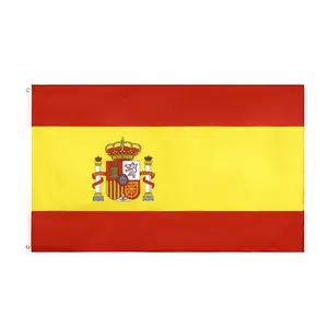 कस्टम सस्ता बड़ा 100% पॉलिएस्टर डिजिटल ध्वज 90*150 सेमी बैनर आउटडोर राष्ट्रीय स्पेन ध्वज
