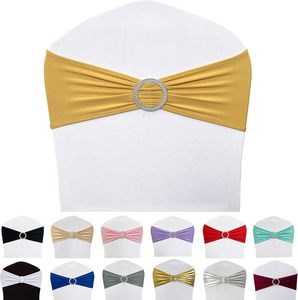 Venta al por mayor de Spandex lazos elásticos funda para silla elástica fajas para silla para decoraciones para fiesta de boda silla - Product Image 1