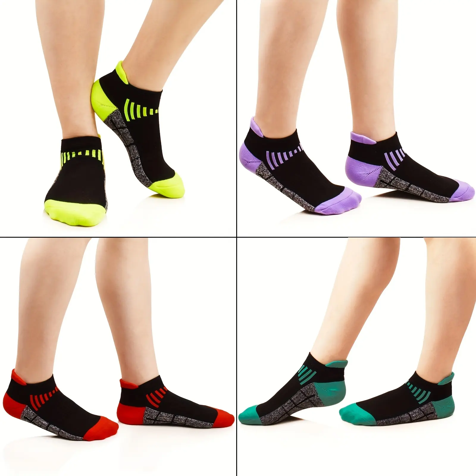 6 paires de chaussettes de cheville athlétiques pour hommes et femmes, chaussettes de sport respirantes rembourrées, couleur unie, lavables en machine.