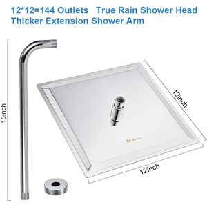 NearMoon 12 pollici acciaio inossidabile cromato grande quadrato doccia a pioggia braccio di estensione completo corpo bagno Set Hardware - Product Image 3