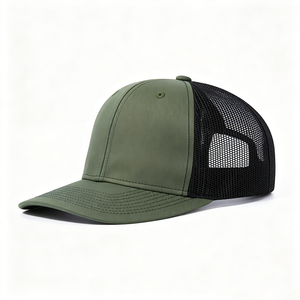 Gorra Trucker de 5 Paneles en Verde Oliva con Malla Negra en la Parte Trasera, Logotipo Personalizado ODM, Poliéster/Algodón, Ajustable, Casual para Exteriores - Product Image 5
