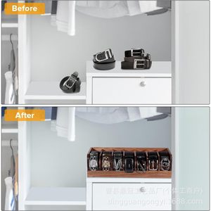 Wooden Belt <b>Storage</b> <b>Box</b> Rectangular With Partitions Standing Type <b>Drawer</b> Organizer Home Wardrobe Use - Product Image 1