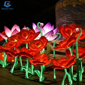 GTCC19 Lanterne d'éclairage à LED de mi-automne décoration festival lanterne de fleurs de lotus pour parc