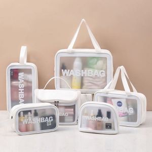 Free Sample Customizable Waterproof Transparent Large Capacity Zipper <b>Vanity</b> <b>Makeup</b> Bag-PU Material with Logo - Product Image 2