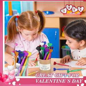 Customizable Logo <b>Ballpoint</b> <b>Pens</b> Hot Selling New Plastic with Big Heart Top for Students Valentine's Day Gifts - Product Image 4