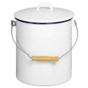KARL KRGER 5L Enamelled White <b>Bin</b> With <b>Lid</b> Waste Storage Container - Product Image 1