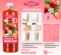 Kiss Beauty Gel Douche Exfoliant Corps Multi-Ingrédients 1L, Éclaircissant, Contrôle du Sébum, Peau Soyeuse, Douce et Lisse