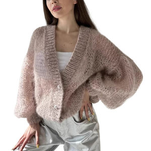 Suéter de <span class=keywords><strong>Mujer</strong></span> de Punto de Malla <span class=keywords><strong>Transparente</strong></span> Delgada Informal a la Moda, Suéter de <span class=keywords><strong>Mujer</strong></span> Personalizado con Cuello en V, de Un Solo Pecho y Hombros Caídos - Product Image 3