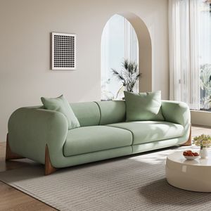 Nordic Cream Fabric <b>Sofa</b> Straight Semicircular Upholstered <b>Foam</b> Filling For Home Small Apartment - Product Image 4
