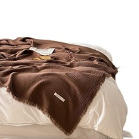 Plaid en coton super chaud, doux, respirant, avec franges décoratives, pour lit et canapé, certifié OEKO-TEX, tons terre, lavable en machine