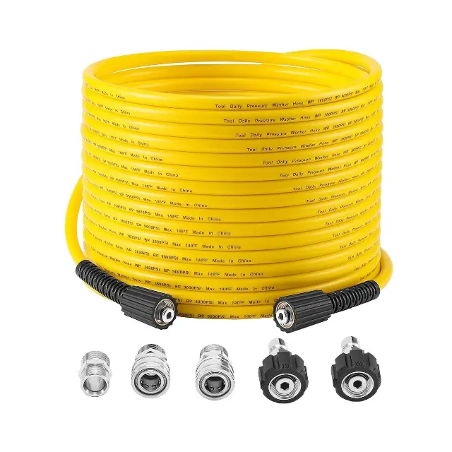 Tuyau de nettoyeur haute pression résistant au pliage Tuyau de nettoyeur haute pression 3600 Psi 50 Ft Tuyau d'extension de remplacement pour nettoyeur haute pression électrique