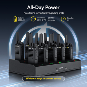 10 radios digitales DMR bidireccionales, paquete múltiple, sin licencia, FRS PMR446, walkie-talkies, juego de radios, cargador múltiple, RT68D RT668D, 2000mAh, >20H - Product Image 1