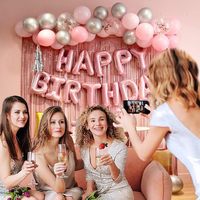 Nicro balon ulang tahun anak perempuan, dekorasi dinding latar belakang emas mawar emas perlengkapan pesta Set tata letak