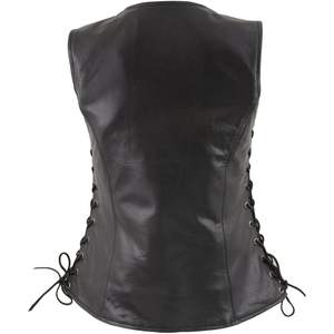 2025 cuir Premium femmes noir moto motard cavalier gilet 3X-grand gilet - Product Image 4