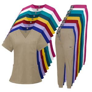 Couleurs personnalisées unisexe réutilisable multicolore hôpital Scrubs ensembles uniformes d'infirmière avec logo tissé imprimé directement de l'usine d'approvisionnement - Product Image 1