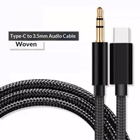 Câble audio USB-C vers AUX de voiture avec gaine en nylon, longueur 1 mètre, Type C vers 3,5 mm pour ordinateur portable, téléphone portable, tablette, lecture de musique