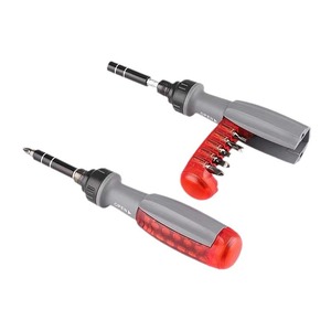 11 In 1 Multipurpose Ratcheting <b>Screwdriver</b> Set With Interchangeable Bits Chrome Finish Plastic Handle Anti Slip Texture Diy - Product Image 1