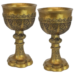 Great Quality Metal Bronze Ciborium Chalice With Paten Handcrafted Modern Style Goblet Wine Bar Accessories - Product Image 2