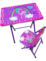 Ensemble de table et chaise d'étude pliables pour enfants, design de dessin animé adorable, en plastique asiatique, pour l'école