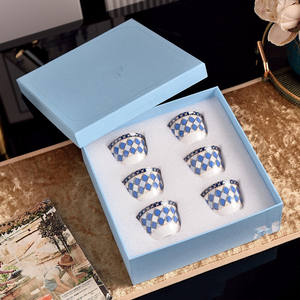 Middle Eastern Style Colorful Modern Minimalist Bone China 6 Tea <b>Cups</b> with Saucers Gift Box - Product Image 3