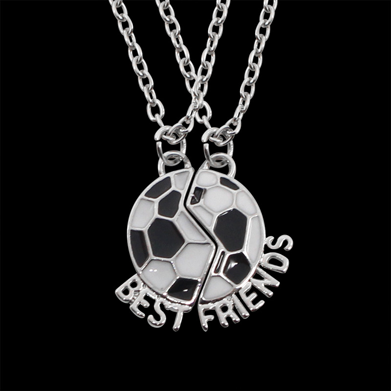 Collana Migliore Amico A Due Pezzi A Forma Di Pallone Da Calcio - Gioielli Sportivi Per Ragazzi E Adolescenti - 2