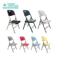 Chaises pliantes en plastique blanches empilables SK-ZDY-C005 pour l'usage commercial extérieur de noce