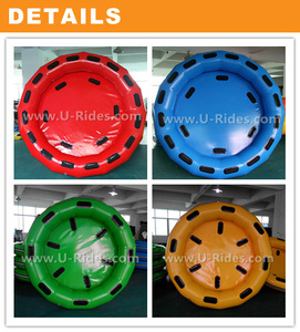 Vente en gros de radeau de toboggan flottant vert en PVC à usage commercial pour parc d'aventure - Product Image 4