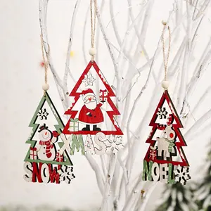 3Pcs Kerst Houten Ornamenten Voor Kerstboom Houten Ornamenten Opknoping Hanger Noel Xmas Sneeuw Brief Voor Merry Xmas Tree thuis