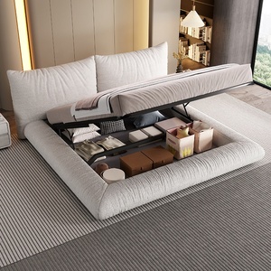 Letto in Tessuto Stile Crema, Moderno Minimalista di Lusso Leggero con Contenitore Tatami, Letto Matrimoniale per Camera da Letto Padronale - Product Image 5