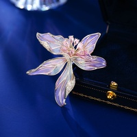 Broche Iris française pour femmes de haute qualité broche de Corsage en alliage exquis perle cristal Niche Design fleur broche