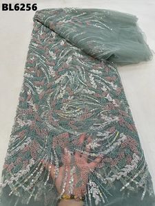 2024 europeo moda blu tessuto pesante con perline e paillettes abito da sposa abito da sera maglia di Tulle lussuoso pizzo con perline - Product Image 4