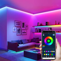 Bande LED RVBIC COB 12V 24V à Effet de Chasse, Sans Points Lumineux, Flexible, Contrôle APP WiFi, Synchronisation Musicale, Couleurs Rêves, Intensité Variable, 5M/50M