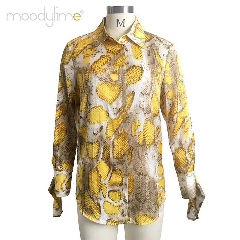 2020 nuevo diseño blusa estampado de leopardo para mujeres manga larga Oficina camisa de las señoras