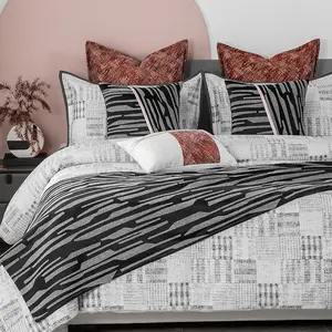 Parure de lit classique, ensemble décoratif de luxe, série de literie 10 pièces, avec drap et taies d'oreiller résistants à la décoloration et lavable en Machine